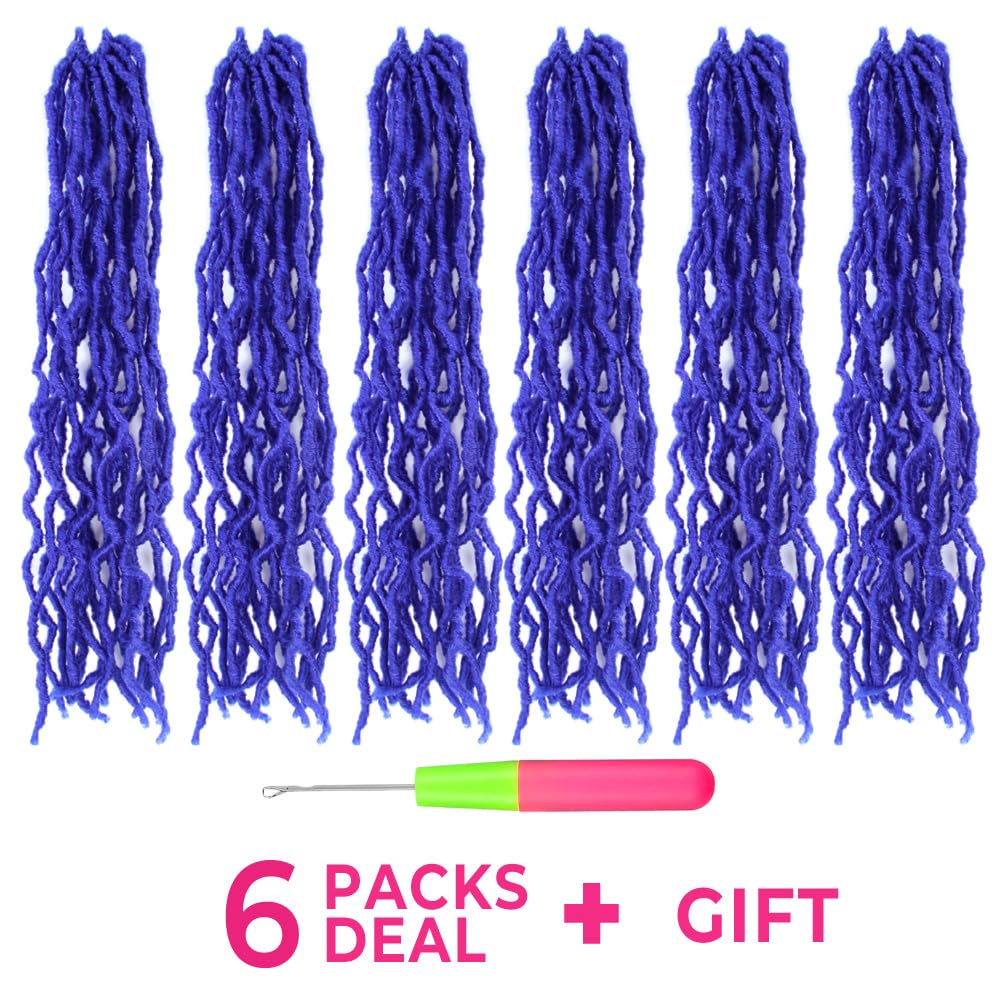 Niseyo Faux Locs Crochet Hair 16 Inch Soft locs, 6 Packs Short Crochet Locs Pre Looped Crotchet Straight Synthetic Hair Extensions (16 Inch, Blue)