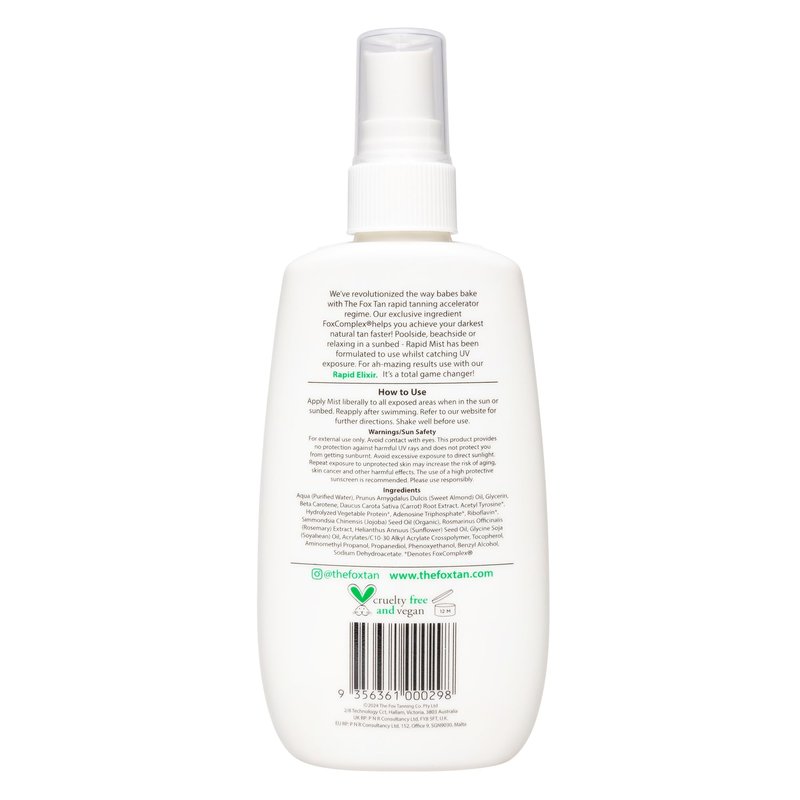 The Fox Tan Fragrance-Free Rapid Tanning Elixir, Tanning Accelerator Lotion For Darker & Faster Tans, Flawless Tans, Vegan & Cruelty-Free, 120mL