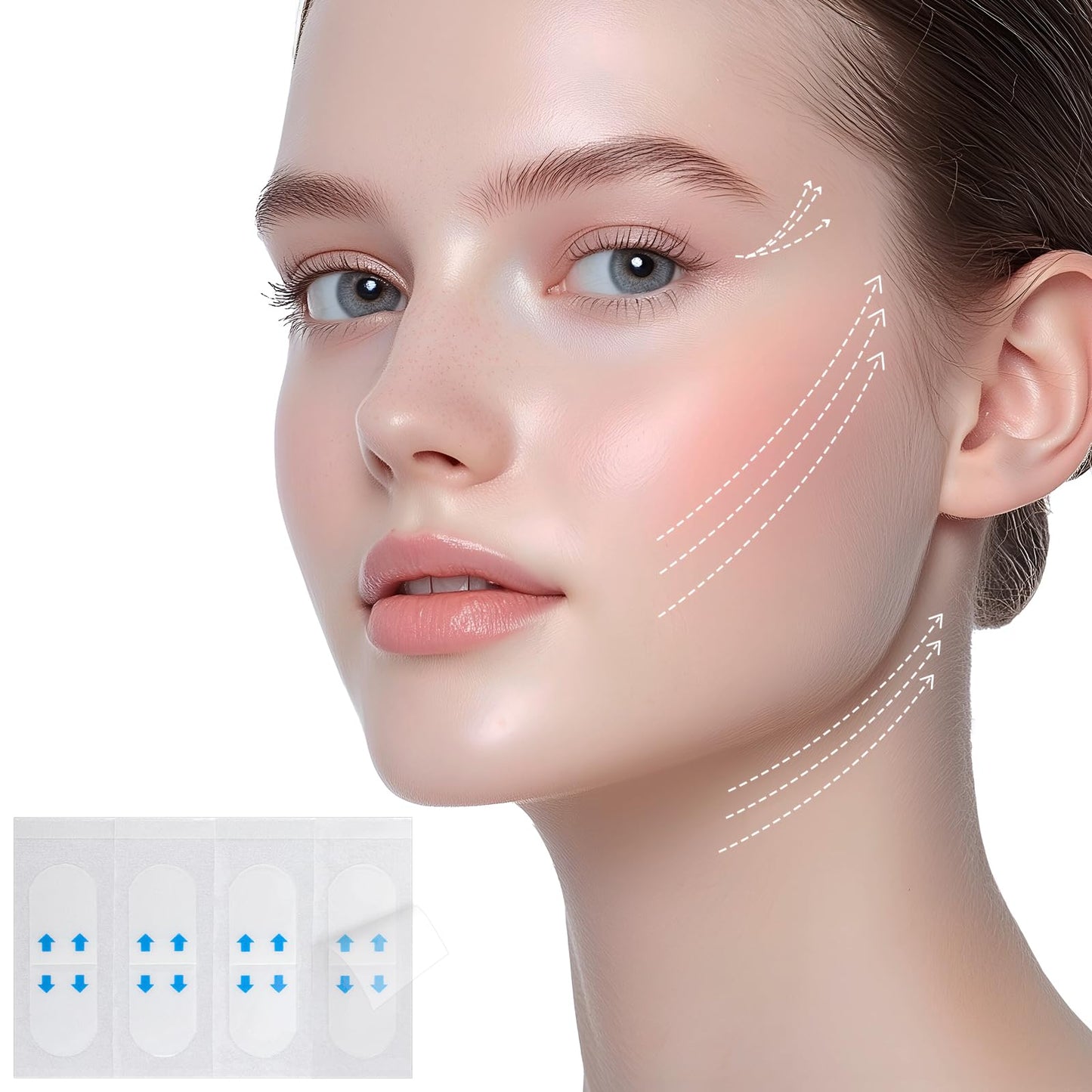 Ymapinc 140Pc Neck Tape Lifting Invisible, Clear Face Tape for Loose Skin, Neck Strips Instant Adhesive Tightening for Lifting Jowls, Eyes Wrinkles, Waterproof Reusable
