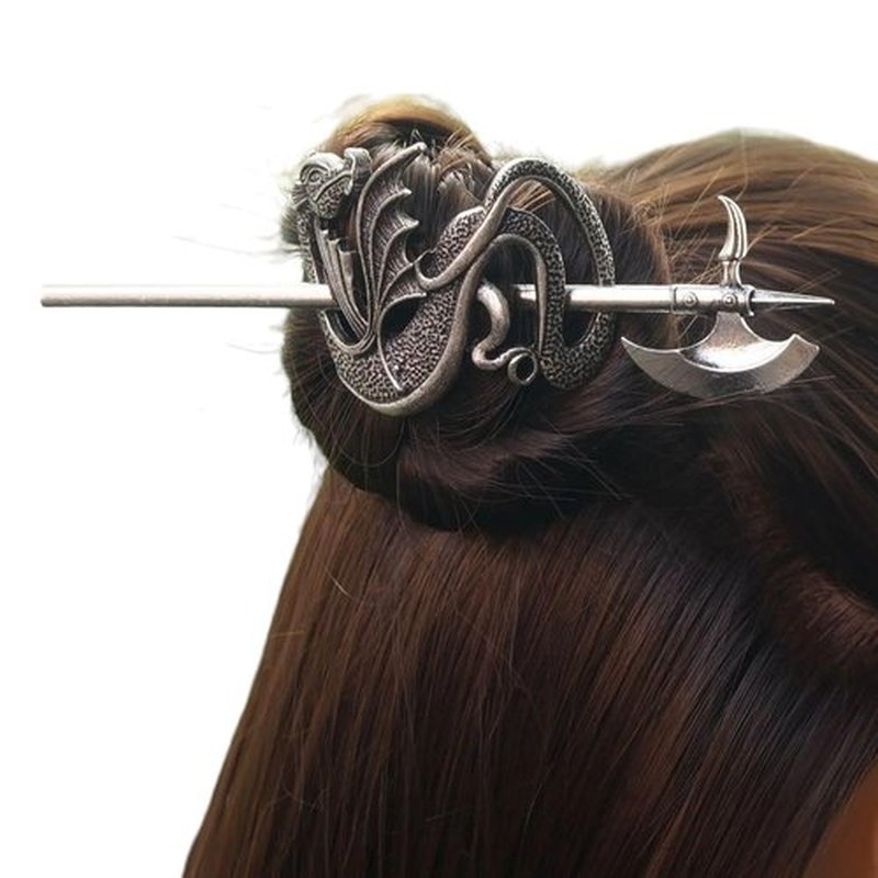 Weapon Hairpin Chinese Hair Sticks for Women – Hair Chopsticks Accessories (dragon and axe)
