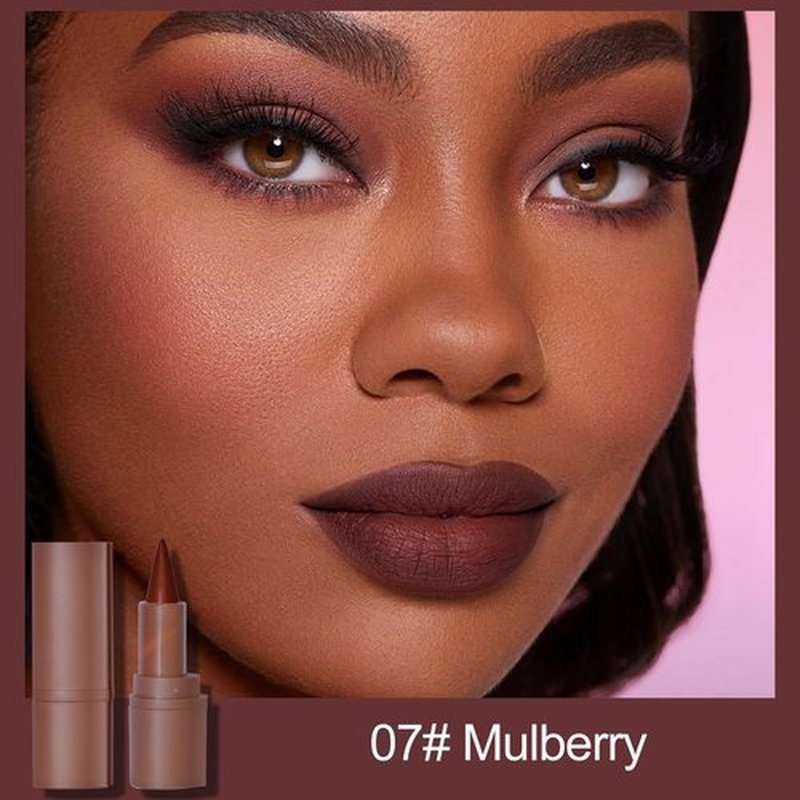 Erinde 2-in-1 Gradient Lip Liner and Lipstick Lip Combo Set, Matte Nude Dark Brown Red Lip Liner Creamy Lip Pencil Crayon, High Pigmented Long lasting Lipstick Makeup, 07# Mulberry