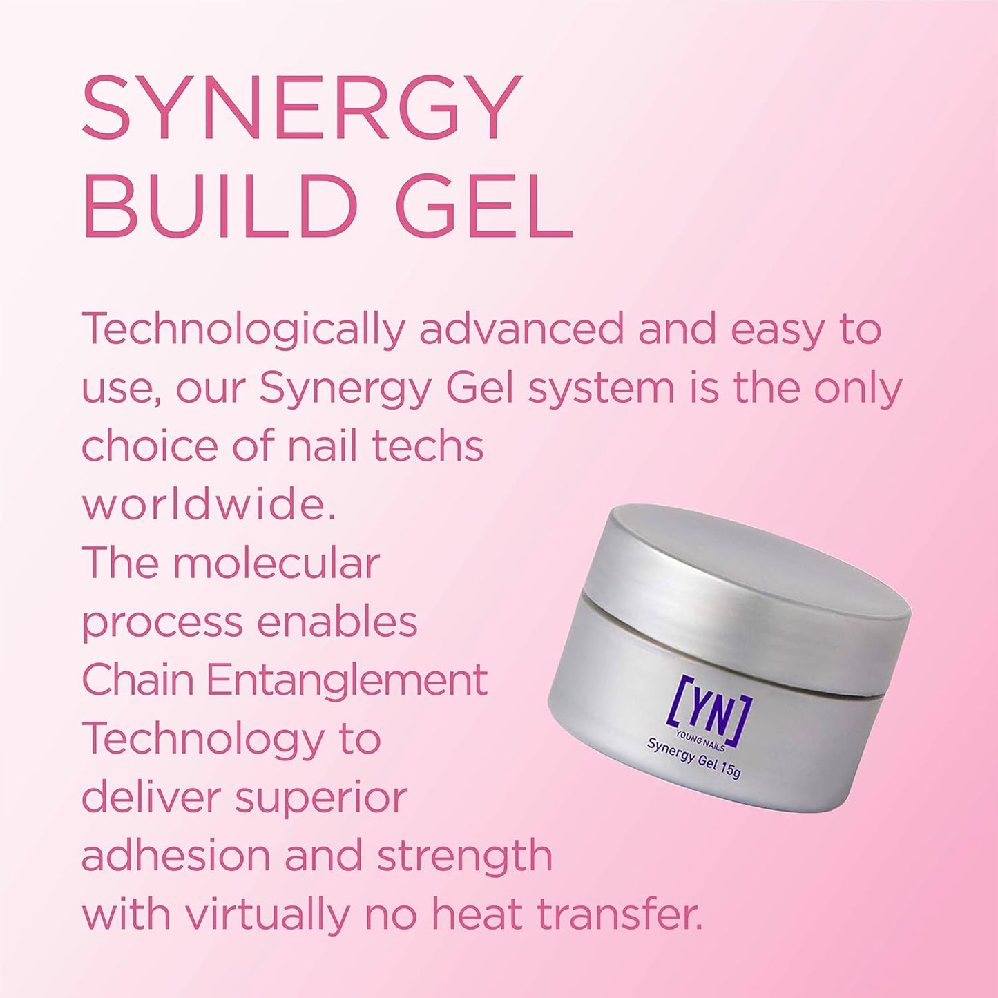 Young Nails Synergy Gel System, Building Gel - Hard Builder Gel, Superior Adhesion & Strength, Structured Nail Gel Builder - Build Gel, Clear, 15g