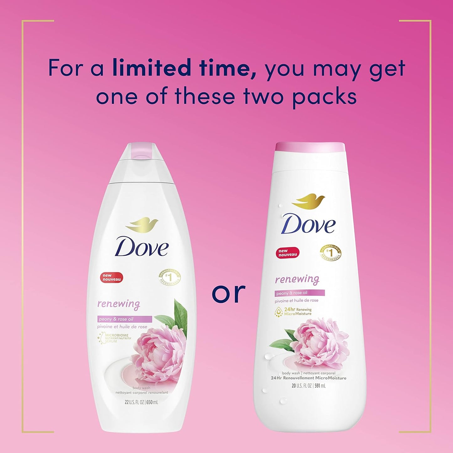 Dove Body Wash 100% Gentle Cleansers, Sulfate Free Peony and Rose Oil Effectively Washes Away Bacteria While Nourishing Your Skin, 22 Fl Oz (Pack of 4)