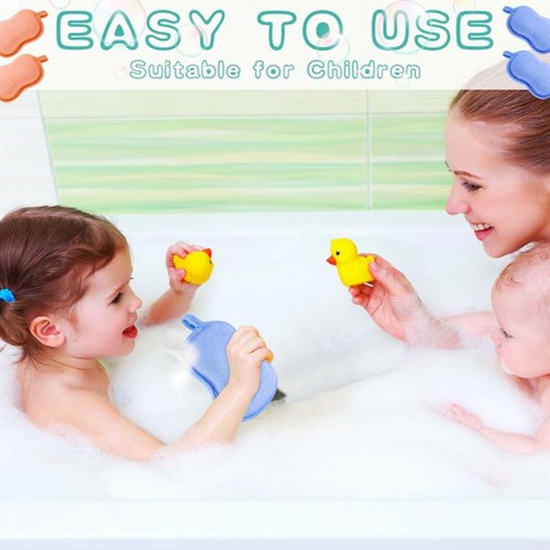 Tatuo 4 Pieces Baby Bath Sponge Cotton Baby Sponge Soft and Absorbent Sponge for Kids Babies Men Women (Orange,Blue)