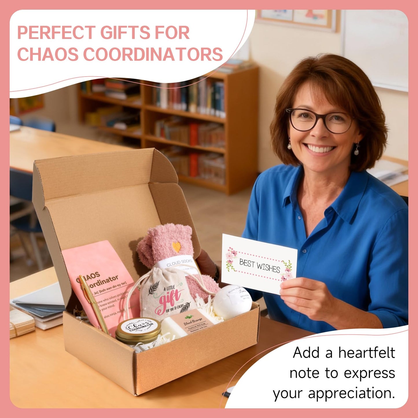 Chaos Coordinator Thank You Gifts with Notebook Spa Items, Employee Appreciation Gifts for Coworker Teacher Nurse Boss Lady Secretary Principal Managers