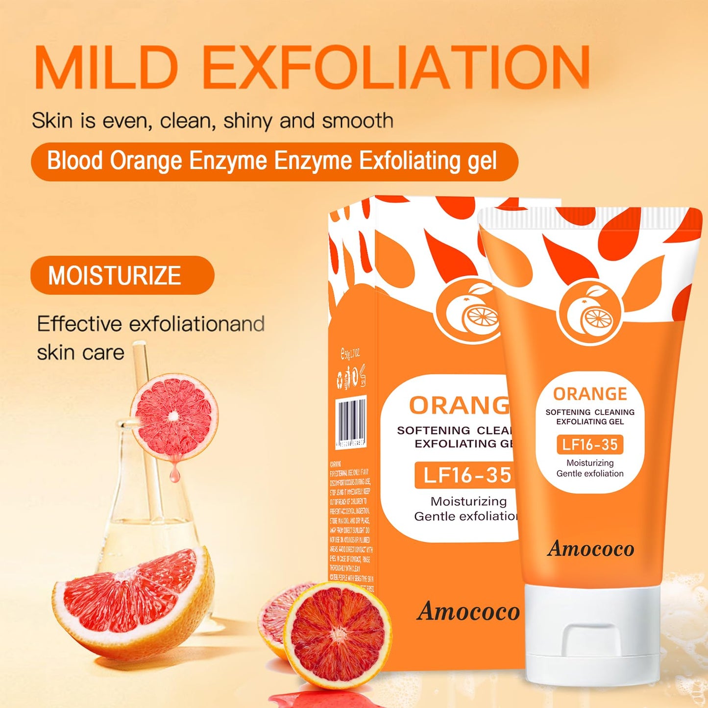 Amococo 3Packs Vitamin C Face Scrub, Exfoliating Gel with Orange to Gently Remove Dead Skin Cells & Excess Oil, Facial Exfoliator for Men & Women, 1.7 oz*3