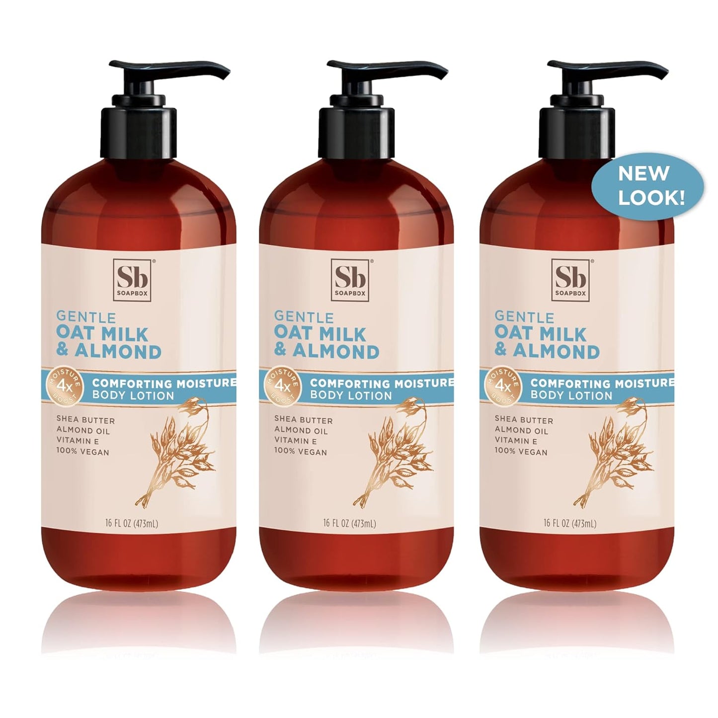 Soapbox Moisturizing Body Lotion, Coconut Milk & Sandalwood with Aloe and Shea Butter, Pack of 3 Hand Lotion Bottles, Vegan Skin Care Products, Moisturizer for Dry Skin, 3 Pack, 16oz Each
