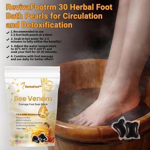RevivaFoot Bee Venom Drainage Foot Soak Beads,RevivaFoot Soak Beads,2024 New Drainage Foot Soak Beads,Effectively relieve fatigue and promote blood circulation (2PCS)