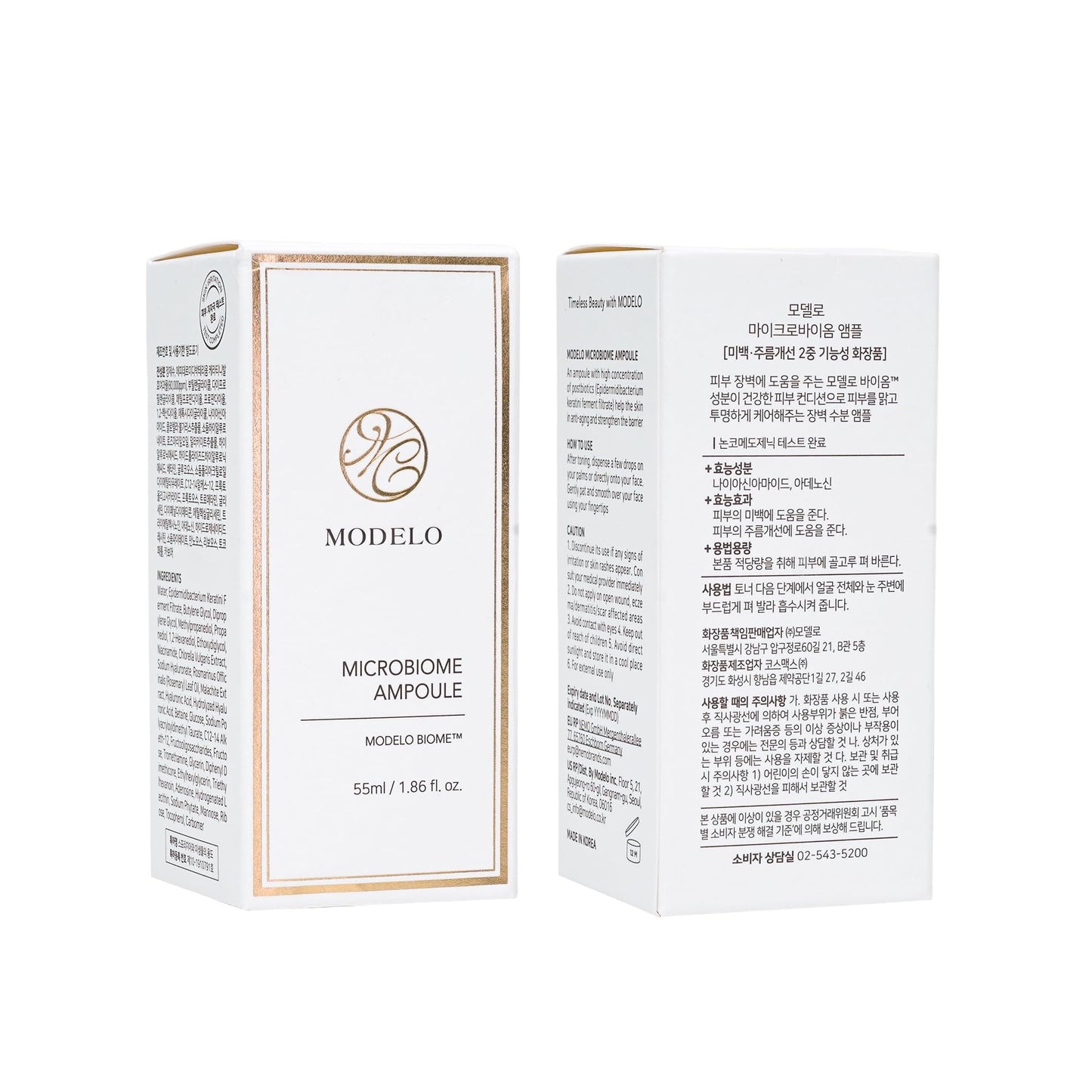 MODELO Microbiome Ampoule, 8% Microbiome Complex, Hydrating & Soothing Face Serum, Korean Skincare, 1.86 fl.oz.