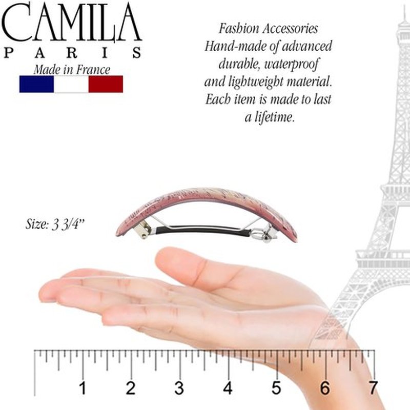 Camila Paris CP3332 French Hair Barrette Clip for Girls, Bordeaux, Rubberized Metal Clasp Strong Hold Grip Hair Clips for Women, No Slip Durable and Styling Girls Hair Accessories, Made in France