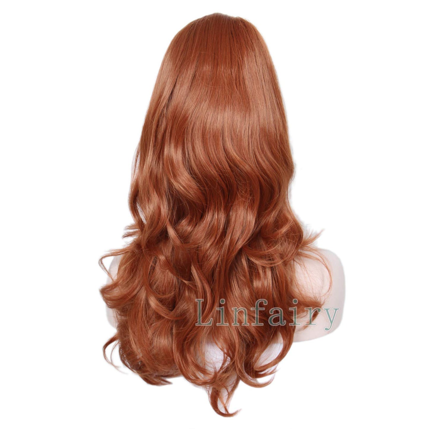 Linfairy Long Wavy Auburn Copper Wig Big Bouffant Beehive Wigs for Women fits 50s 80s Costume (Auburn Copper)