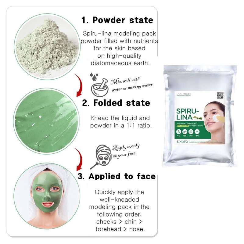 priming water Moisturizing And Soothing Skin Care Mask Pack For Lindsay Modeling Mask Pack Powder, 2.2lb / 1kg (#3. Spirulina)
