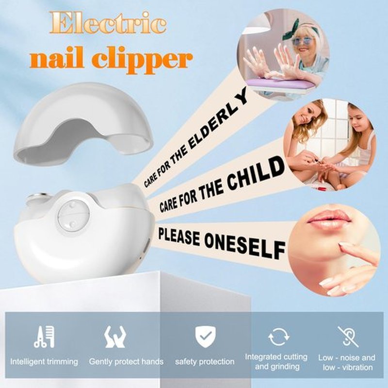 Electric Nail Clipper, Upgrades 2 in 1 Electric Polishing Automatic Nail Clippers Electric Nail File for Seniors Adults Kids, Baby Nail Trimmer Electric Toenail Automatic Nail Clippers (White)