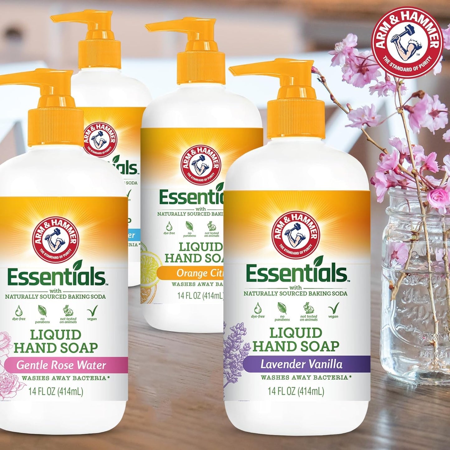 Arm & Hammer 6 Pack Liquid Hand Soap for Skin Cleaning - Cleanser for Kitchen & Bathroom with Orange Citrus - Natural Hand Soap Cleanses, Softens 14 FL Oz (414ml)