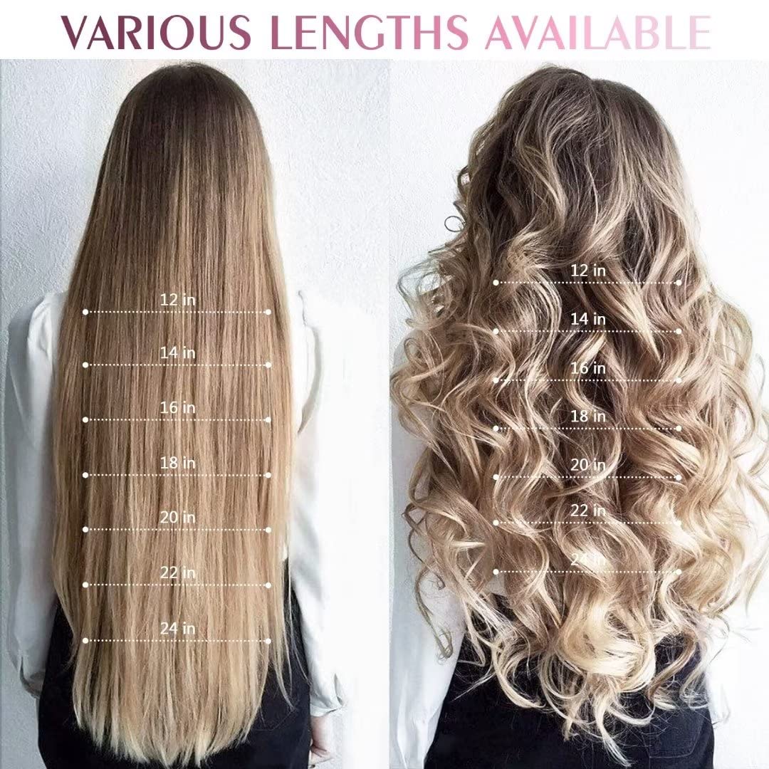 Fimislosion 22" Clip in Real Human Hair Extensions with Double Weft, 7pcs with 16clips,120 Gram (#18/613 Honey Blonde With Bleach Blonde)