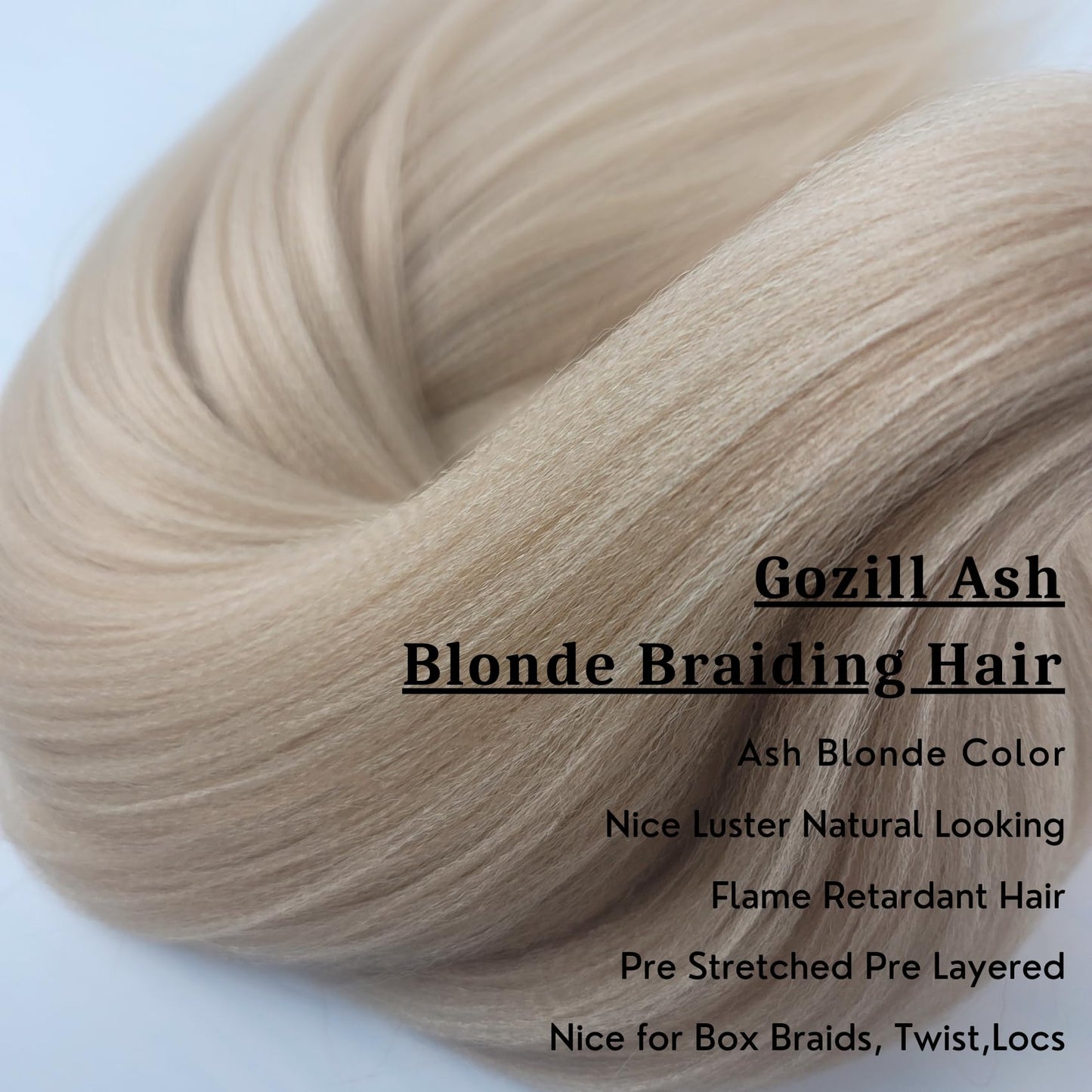 Ash Blonde Braiding Hair Pre Stretched Knotless Braiding Hair Synthetic Fake Hair Extension for Braiding (Pack of 6)