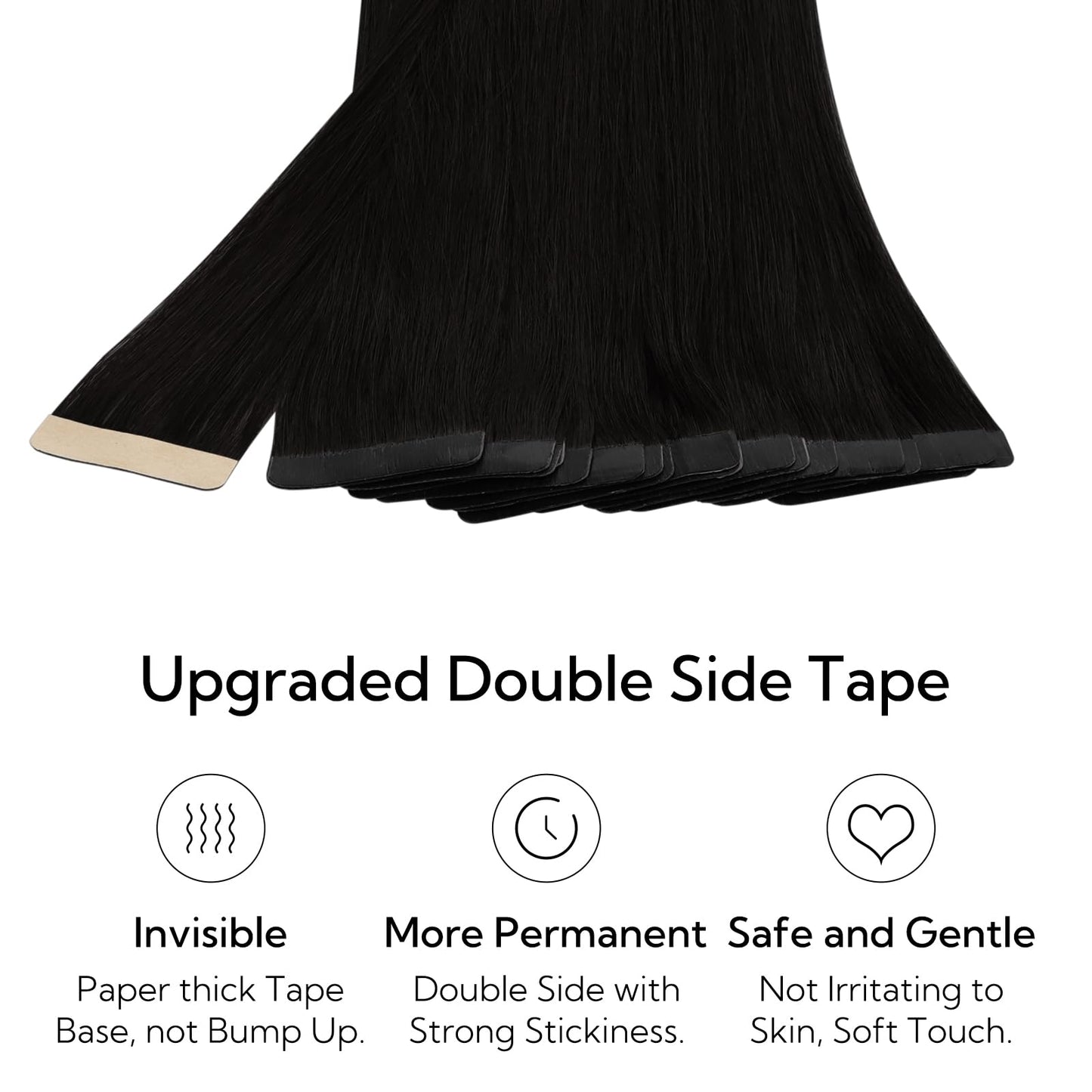 HOTBANANA Tape in Hair Extensions, 20 Inch 20pcs 50g Jet Black Tape in Hair Extensions Human Hair Tape Hair Extensions Straight Remy Human Hair Tape in Extensions