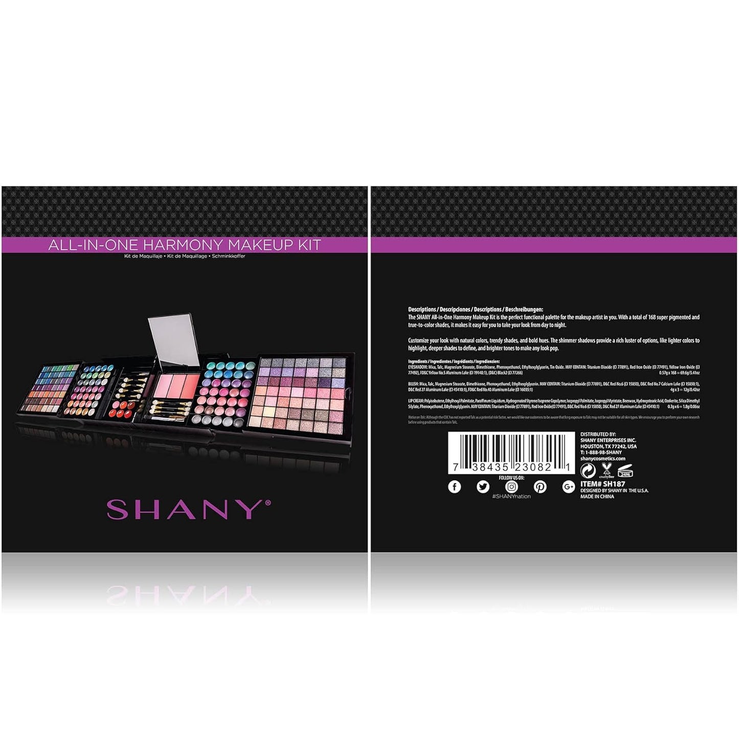SHANY All About That Face Makeup Kit - All in one Beginner Makeup Set - Eye Shadows, Lip Colors, Face Makeup, Cosmetics applicators & More.