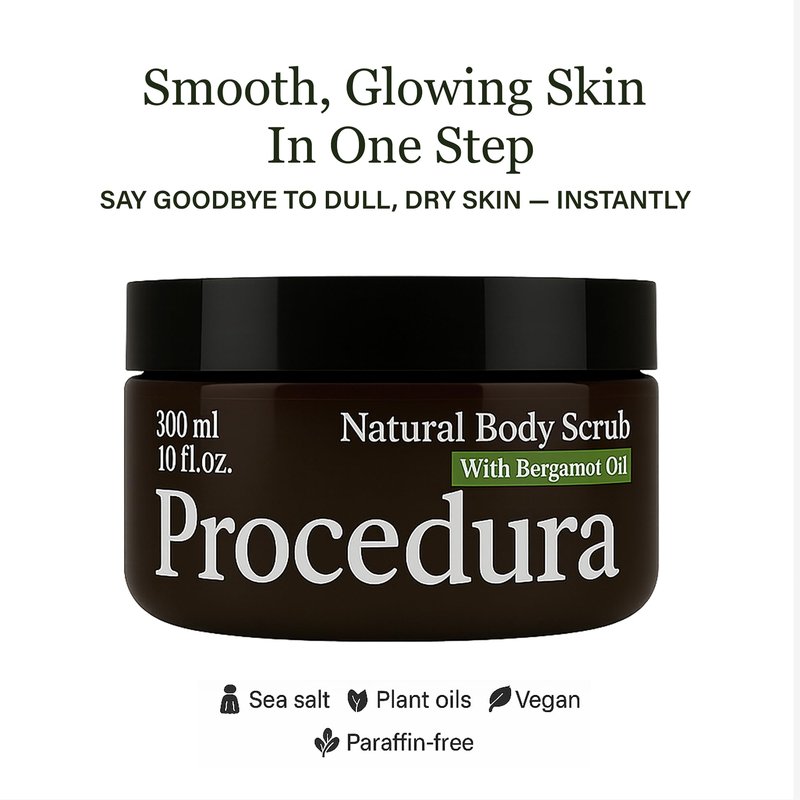Exfoliating Body Scrub for Women & Men–Natural Sea Salt Scrub with Bergamot & Orange Oil, Deep Cleansing, Hydrating & Moisturizing, Vegan, Paraffin-Free (10 fl oz)