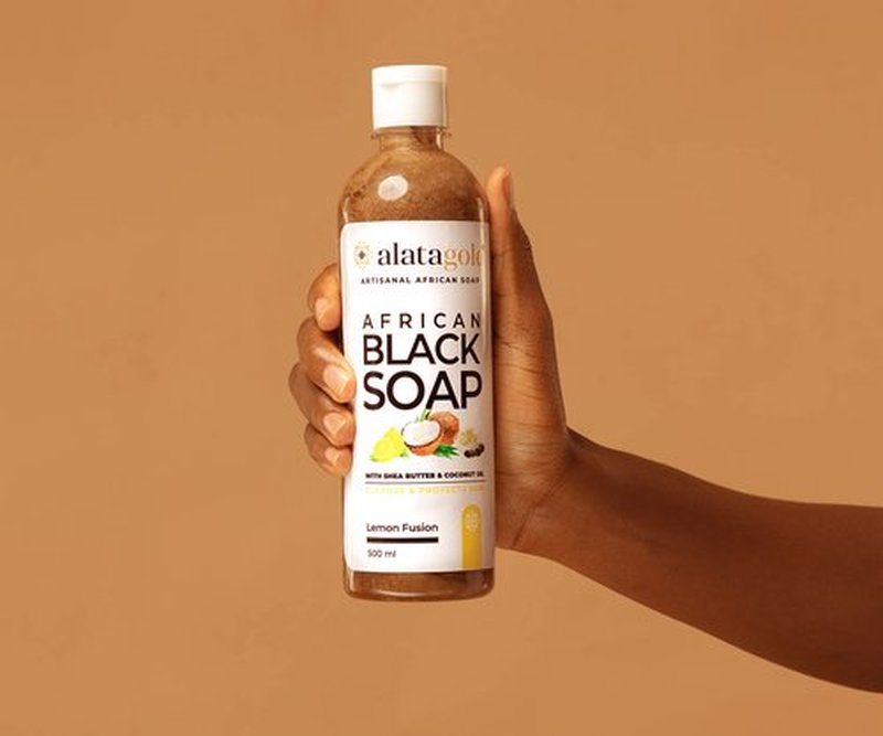 AlataGold Authentic African Black Soap Shower Gel (16.9 oz) – Shea Butter, Honey, Aloe Vera & Coconut Oil Body Wash For Sensitive Skin. Helps with Acne - Cleanse & Moisturize - PACK OF 2 (Lemon)