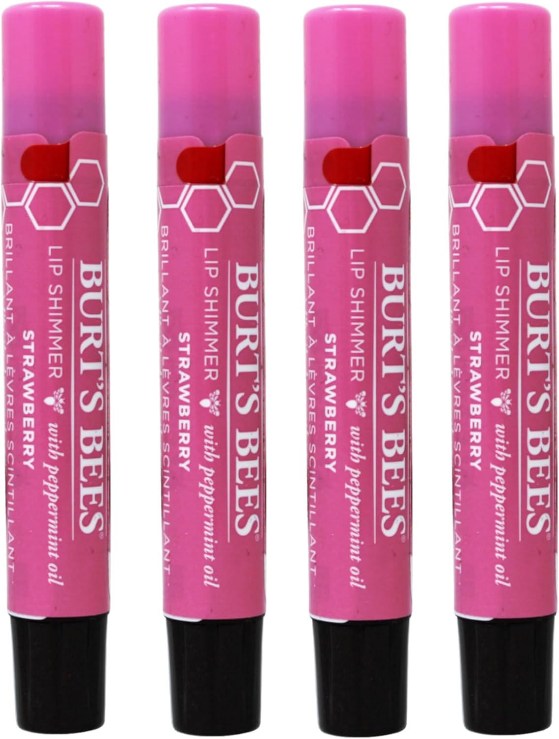 Burt's Bees Lip Shimmer, 100% Natural Moisturizing, with Peppermint Oil, Guava, 0.09 Oz - 6 Pack