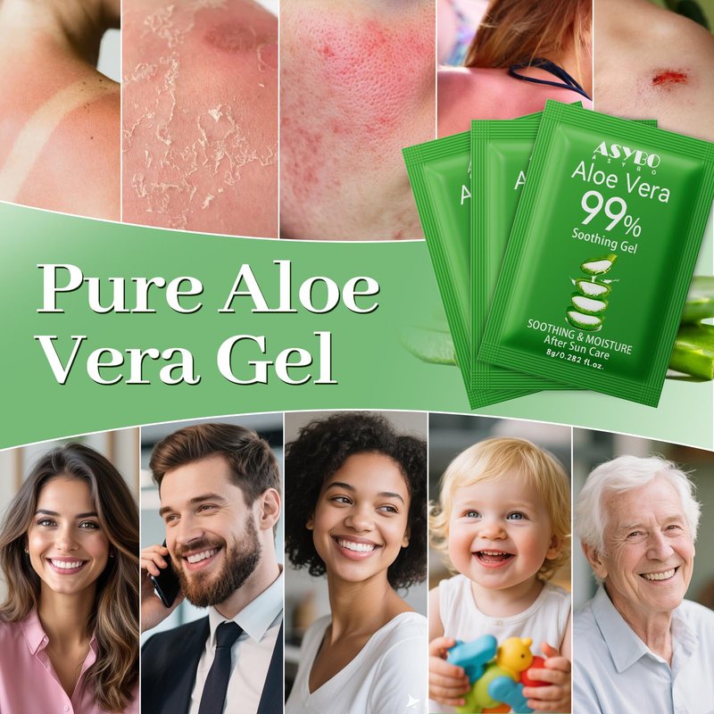 ASYBO 30 Pack Natural Aloe Vera Gel -99% Pure Moisturizing Aloe Vera, Soothing and Hydrating, Sunburn and Scar Repair, Portable Travel Size, After Sun Care for Face Body Hair