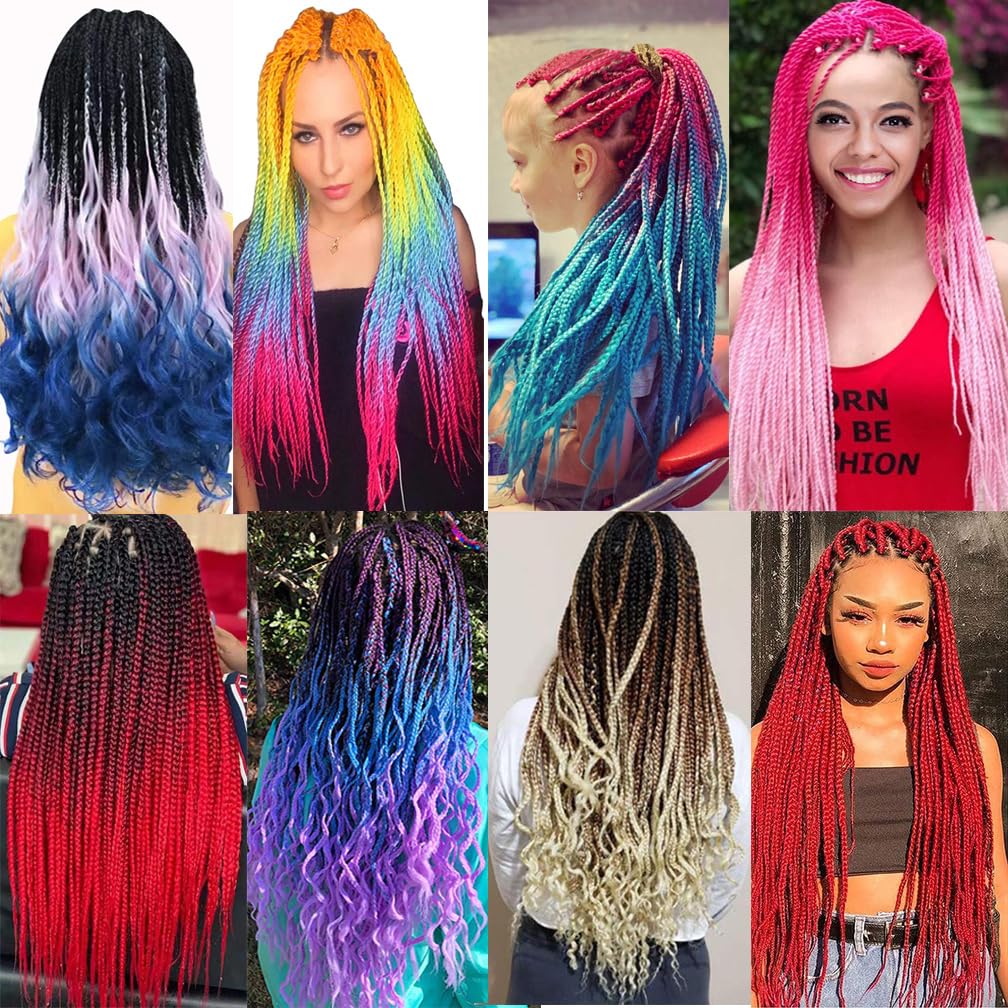 BALINGHAIR Pre-Stretched Braiding Hair Extensions High Temperature Braids Hair 28 Inch Ombre Black to Light Grey(B36-6Packs)