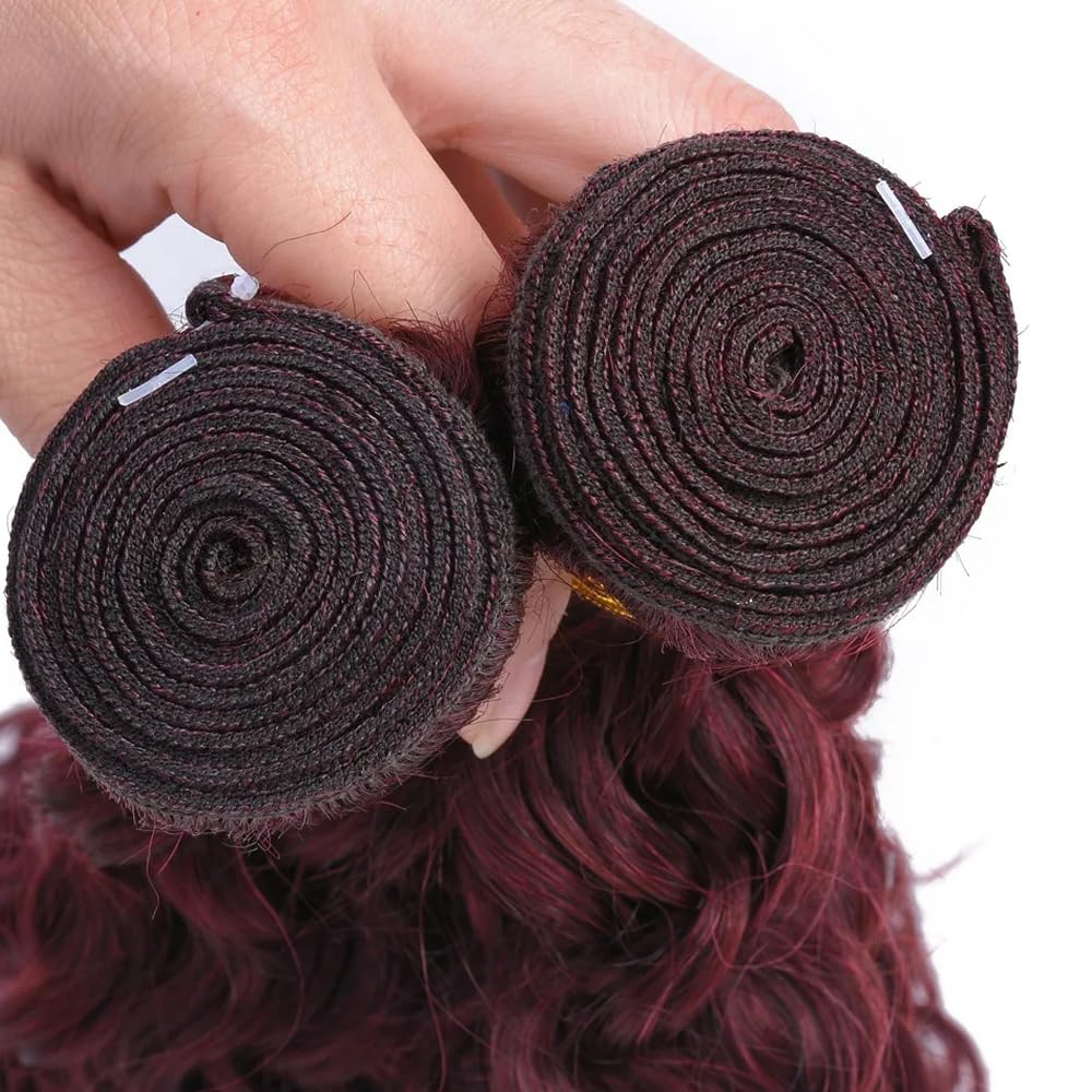18 20 22 Inch Vinmdonm 99J Human Hair Bundles Burgundy Kinky Curly Human Hair Bundles Brazilian Red Bundles Human Hair Unprocessed Virgin Hair 3 Bundles 99J Kinky Curly Bundles Hair Weave