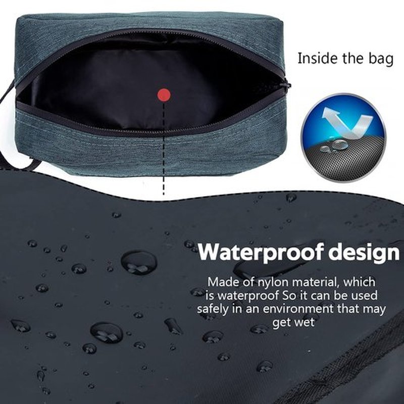 FUNSEED Travel Toiletry Bag for Women and Men, Water-resistant Shaving Bag for Toiletries Accessories, Foldable Storage Bags with Divider and Handle for Cosmetics Toiletries Brushes Tools (Gray)