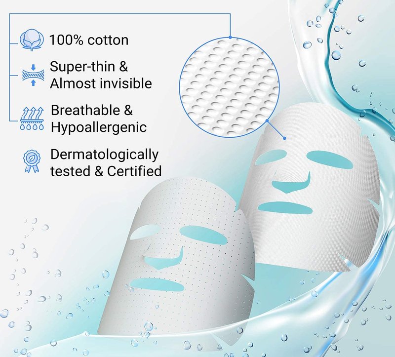Calés Anti-Aging and Moisturizing Face Mask Set - Hydrating Face Masks for Women - 100% Cotton Face Mask Sheets for Skin Brightening and Nourishing - Hyaluronic Acid Sheet Masks (5 Pack)