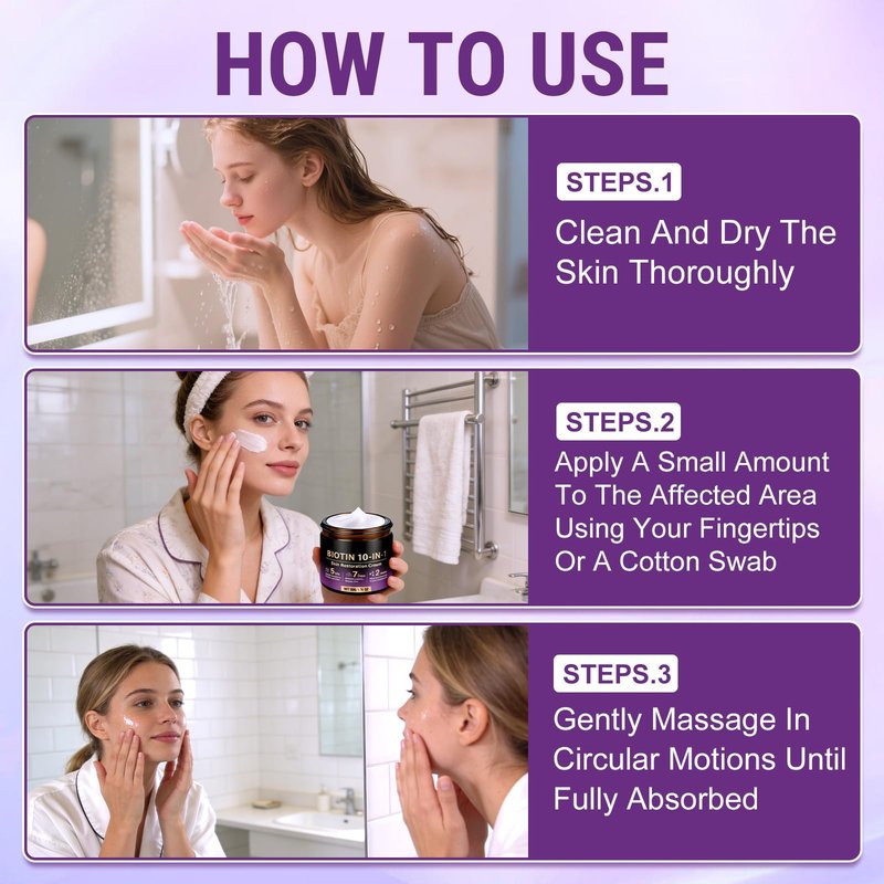 Biotin 10-in-1 Skin Restoration Cream, Natural Collagen Lifting Serum, Deep Moisturizing, Smoothing, for All Skin Types, 2 Count
