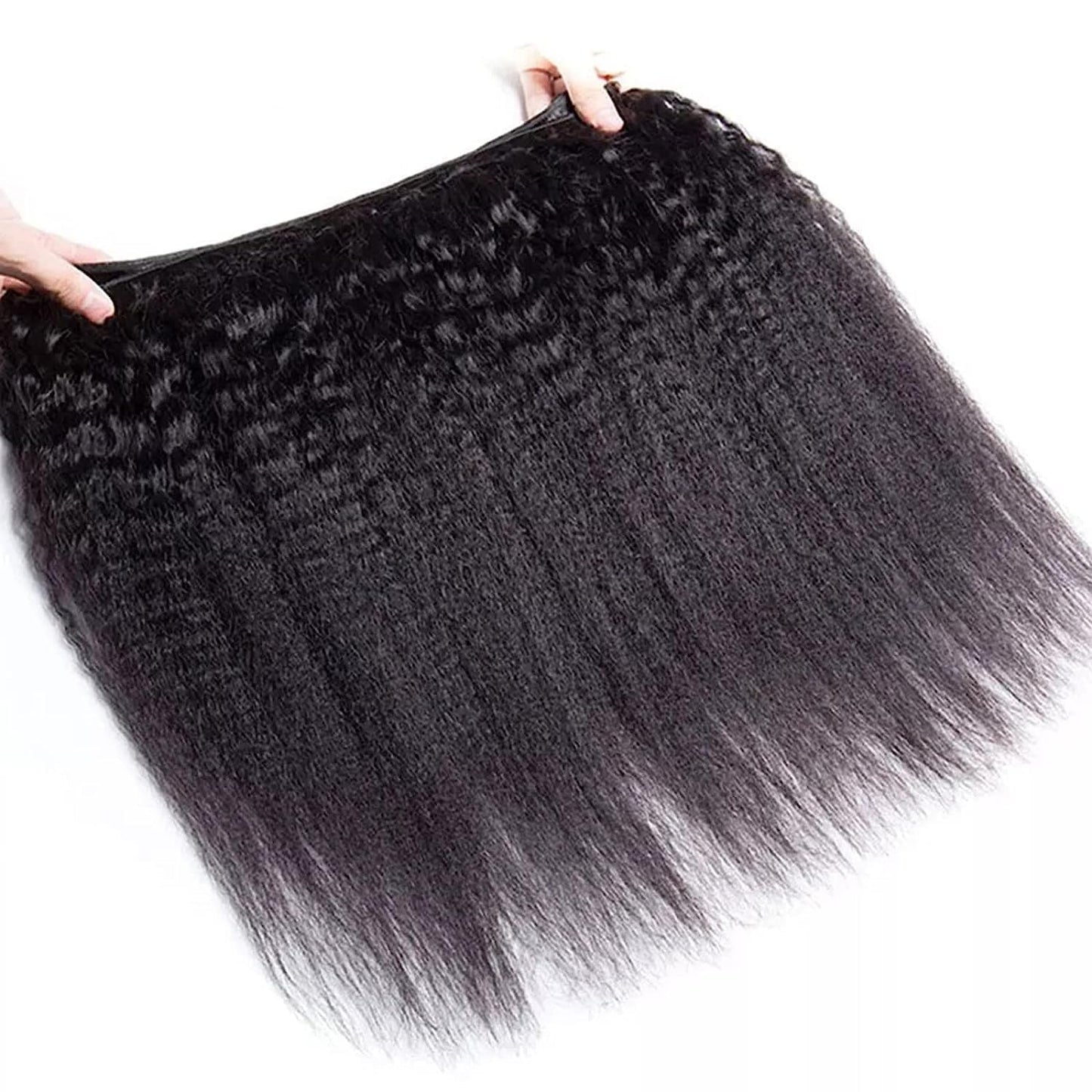 OLFORY Hair Bundles 12A Yaki Kinky Straight Human Hair 1 Bundles 100% Unprocessed Mongolian Virgin Human Hair Weave Extensions Natural Color Single Bundles (22 inch)