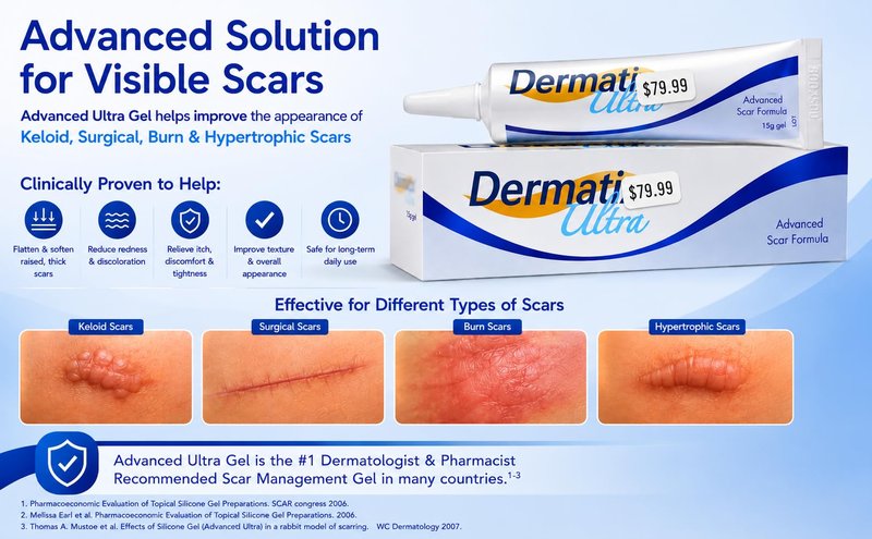 2 Tubes (2 x 15 Grams) of "Dеrmаtiх Ultra" Advanced Scar Formula Advanced Silicone Gel for Cosmetic Improvement of Keloids, Surgical, Burn & Hypertrophic Scars.