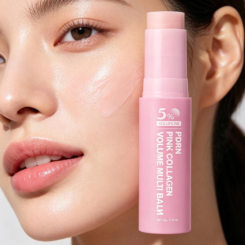 Seolys PDRN Pink Collagen Volume Multi Balm - Hydrating Skin Stick for Face, Lips, Eyes & Neck, All-in-One Smoothing Balm with Volufiline, Makeup Base, Travel-Friendly, Nourishes for Healthy Glow