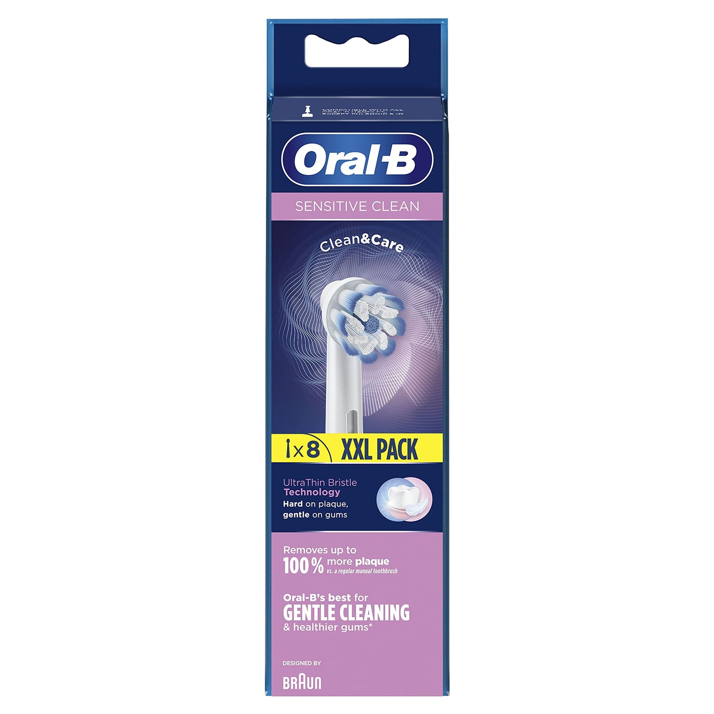 Oral-B Sensitive Clean Replacement Brush Heads x 8 Original Refill for Electric Toothbrush, White, 200 gram