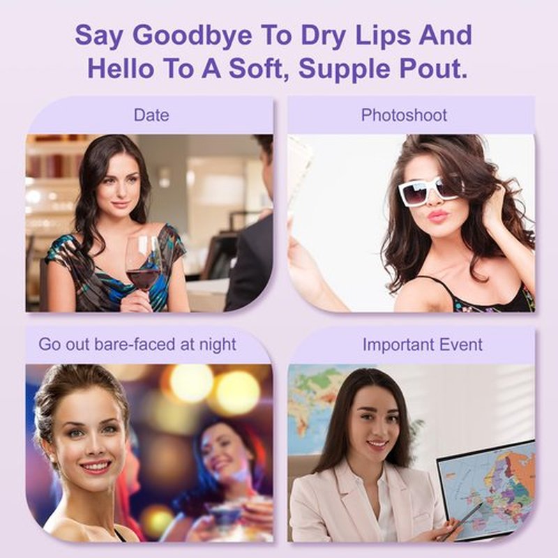 Lip Filler for Plumped Lips with 2 Packs, Instant & Long-Lasting Lip Patches For Woman with 30 Mins Lip Plumper Device with 400 Dissolvable Micro-darts Lip Mask