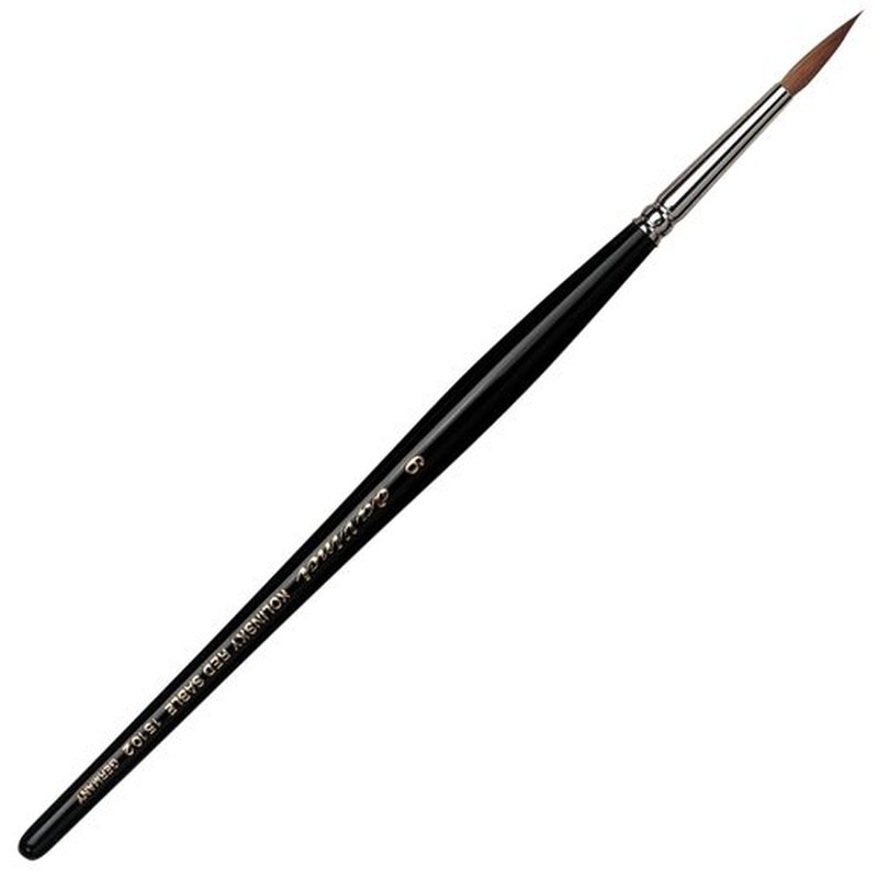 da Vinci Nails Series 15102 Acrylic Technique Nail Brush, Round Kolinsky Red Sable with Lacquered Handle, Size 6