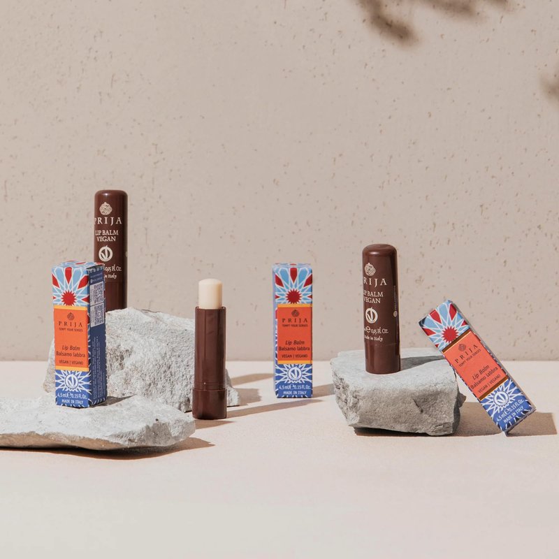 Prija Vegan Lip Balm with Jojoba Oil, Shea Butter and Sunflower Wax, Pampers your Lips Naturally, Hydrating Lip Balm Stick 6 x 4.5ml