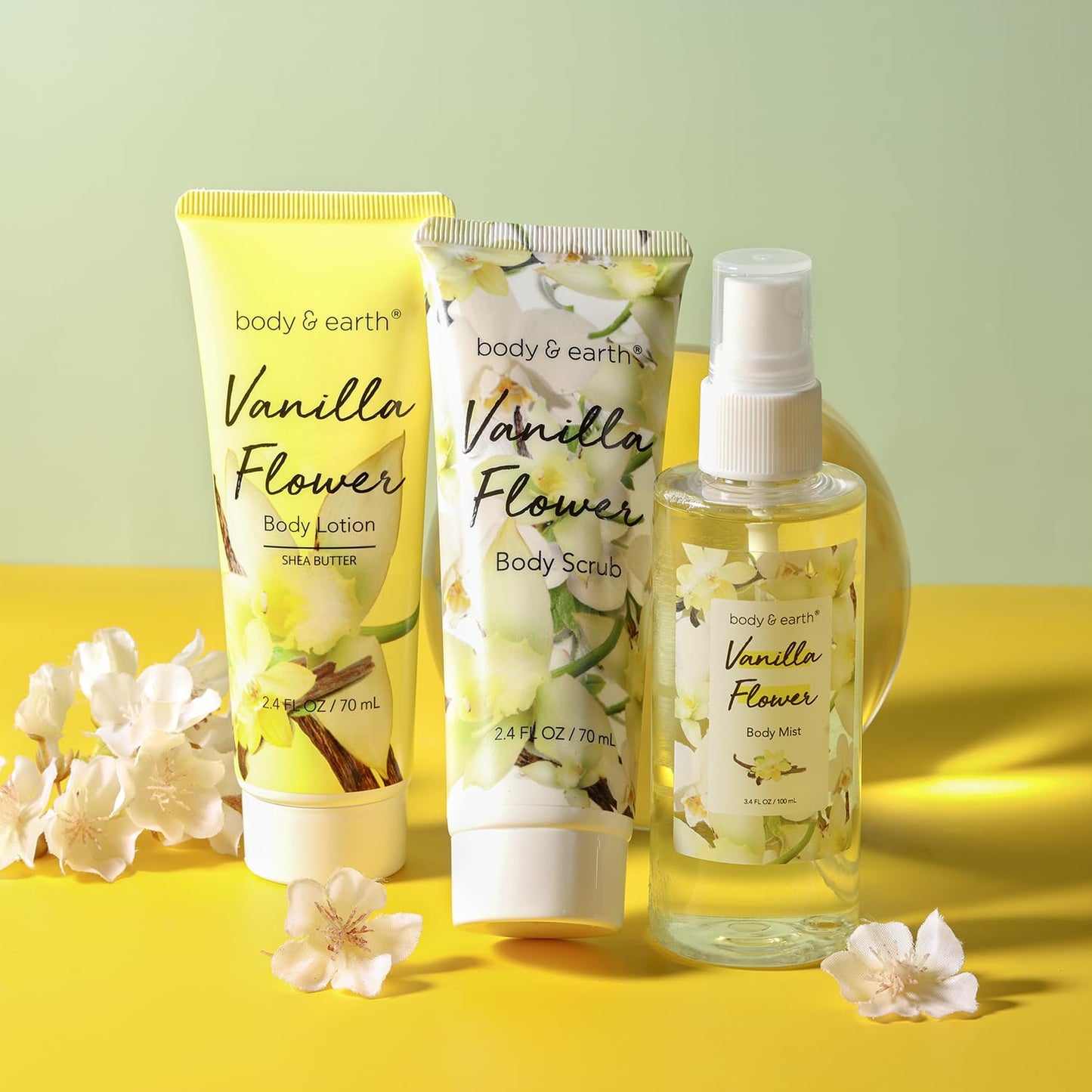 BODY & EARTH Body Mist Gift Set - Vanilla Spa Gifts for Women, Perfume, Body Lotion, and Body Scrub - Perfect Birthday Gifts for Moms, and Special Occasions,Unique Gift Ideas for Her