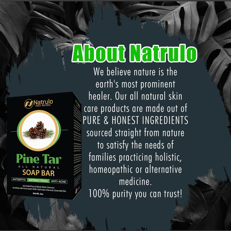 All Natural Pine Tar Soap Bar 4oz – Cleansing Anti Acne Eczema Psoriasis Itch Relief Pine Tar Face & Body Wash Cleanser – Pure Goat’s Milk Soap with Oatmeal, Charcoal, Essential Oils Made in USA