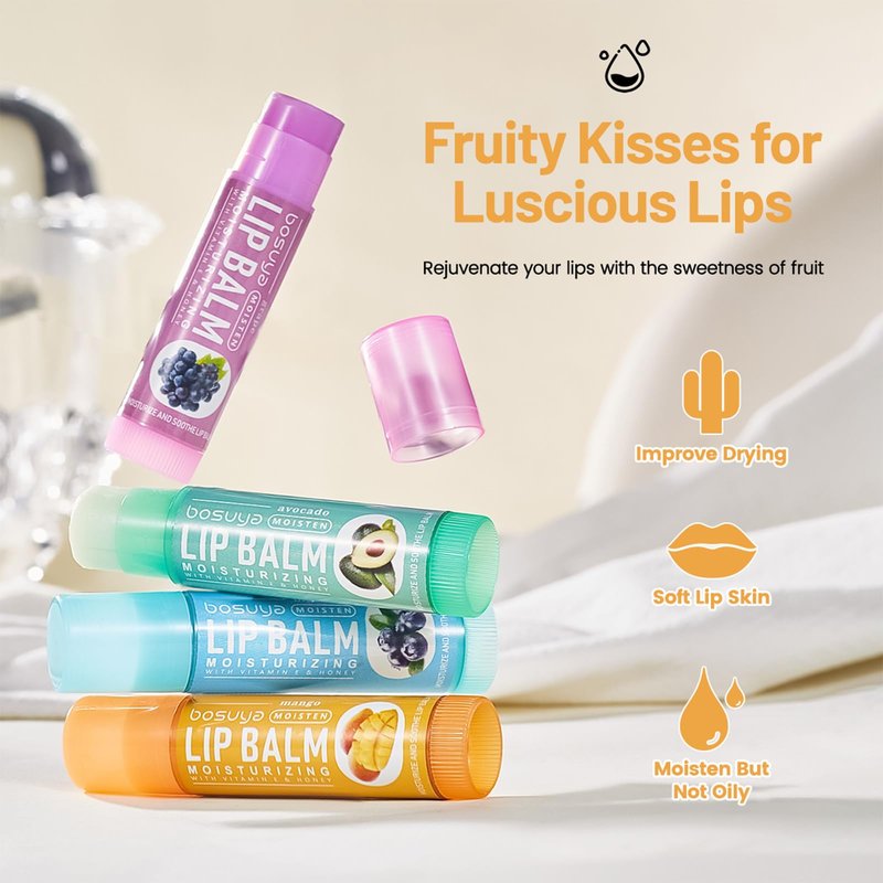 6 Flavors Lip Balm Set-Gentle Hydration for Dry & Sensitive Lips, All-Day Moisture Hydrating & Repairing for Delicate Lips Smooth Non-Greasy