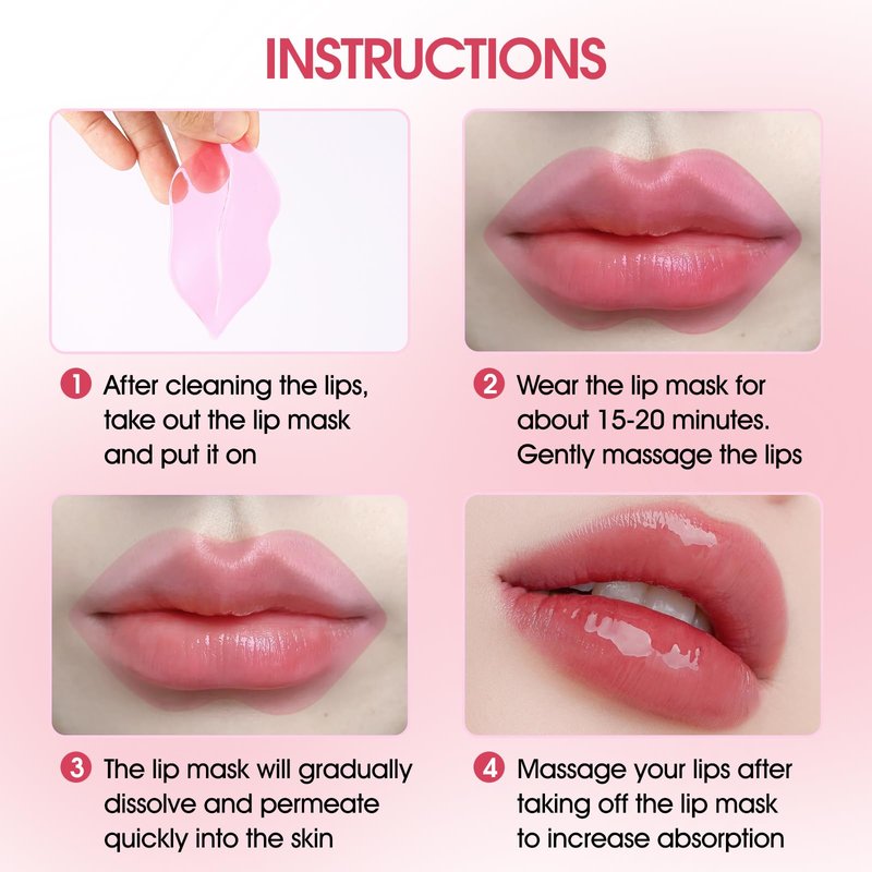 NIYET 30 pieces of Moisturizing Collagen Crystal Lip Mask - Anti-Ageing & Anti Chapped, Reduce lip Wrinkles, Fade Lip Color, Make Skin Smooth (Pink)