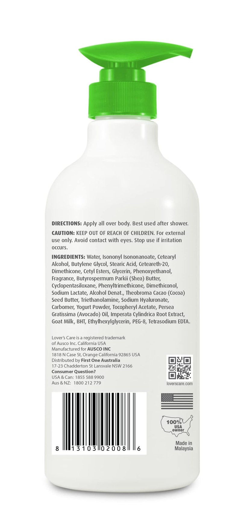 Lovercare Goat Milk Body Lotion for Dry Skin with Avocado 27.05 oz (800ml) - Pack of 2