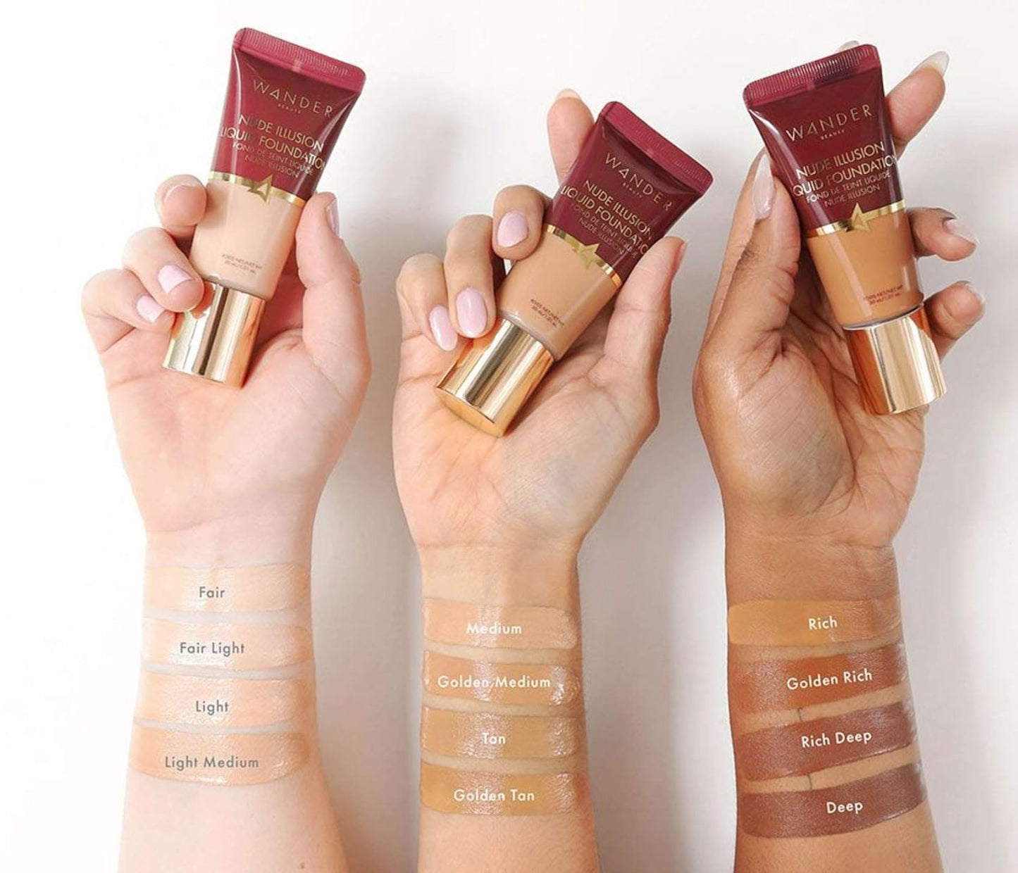 Wander Beauty Liquid Foundation - Fair Light, 20-Inch Tube, Medium to Full Coverage, Vitamin-Rich Formula
