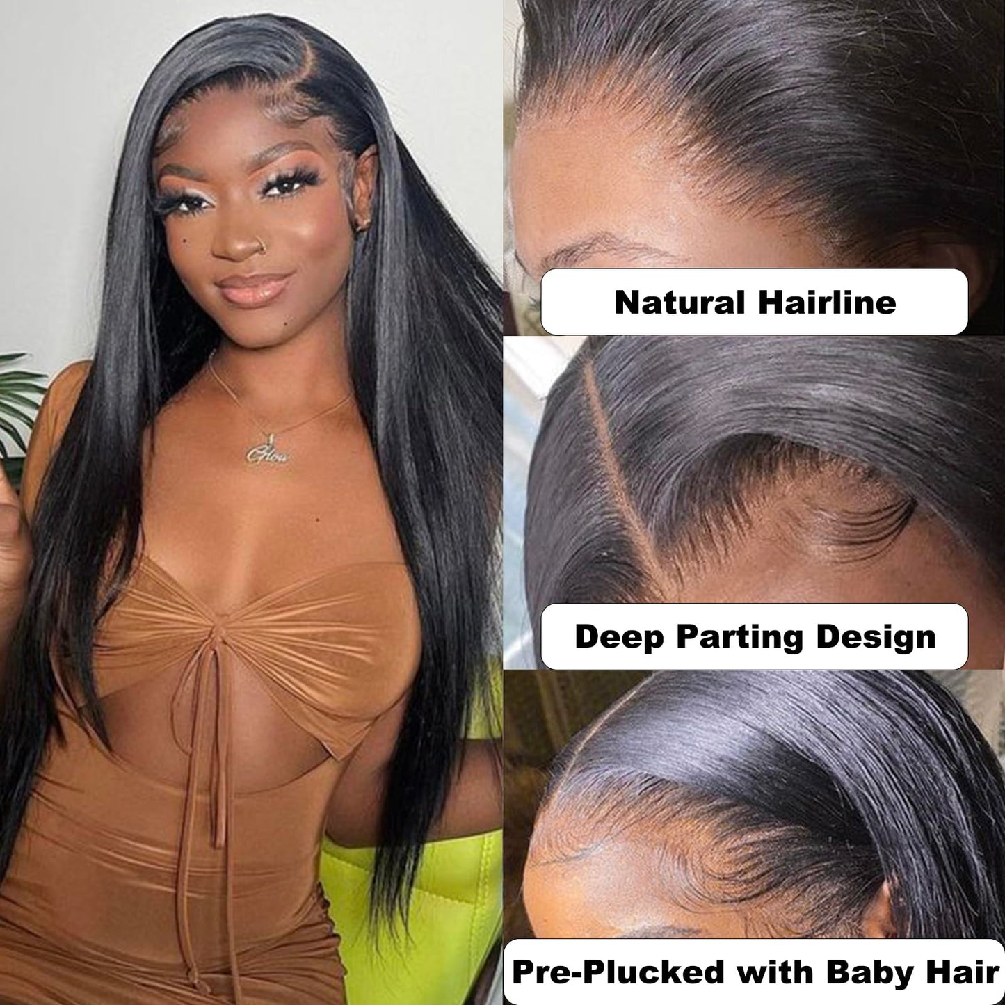 MARUVI 4x4 HD Lace Closure Human Hair Straight Transparent HD Lace Closure 100% Unprocessed 12A Brazilian Virgin Remy Human Hair Free Part Pre Plucked with Baby Hair Natural Black (18 Inch)
