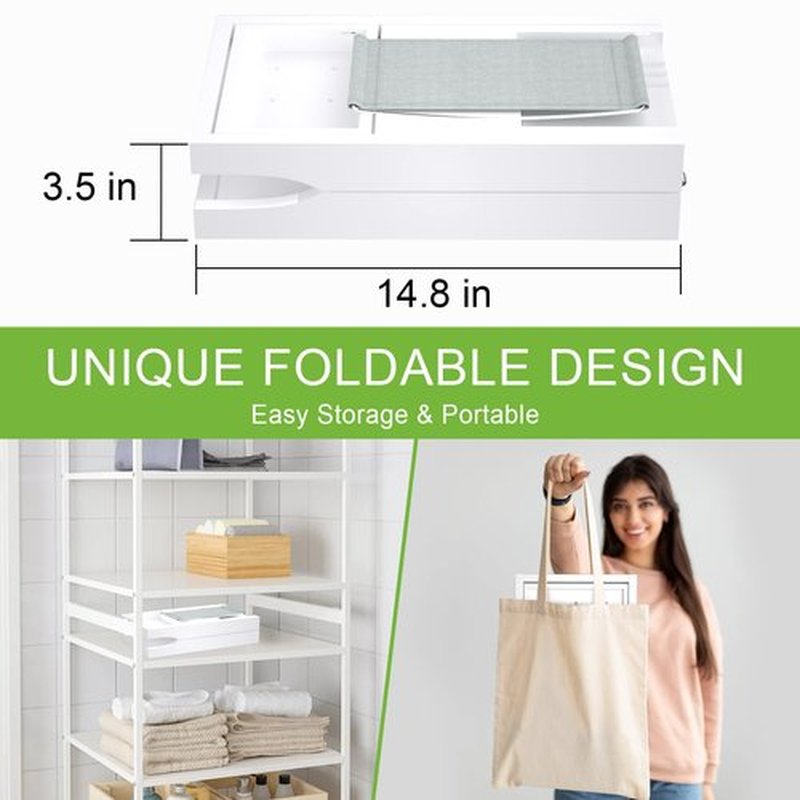Artmalle Bathtub Caddy Tray - Expandable and Foldable Bath Tray for Tub, Luxury Bamboo Bath Caddy Tub Table, Bathtub Accessories with Book Holder and Free Soap Dish, White