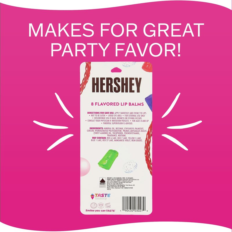 Taste Beauty for Hershey's Chocolate & Candy Flavored Lip Balms - 8 Pack Favorite Candies Flavor