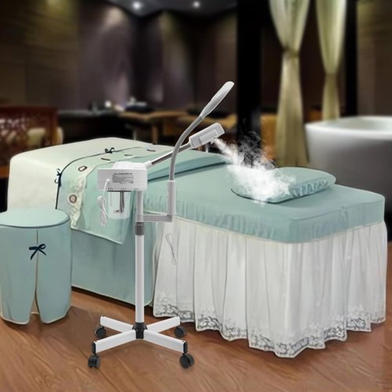 2 in 1 Professional Facial Steamer on Wheels -Ionic Facial Steamer Kit for Facial Deep Cleaning and Moisturize, SPA & Home (2 in 1 White)