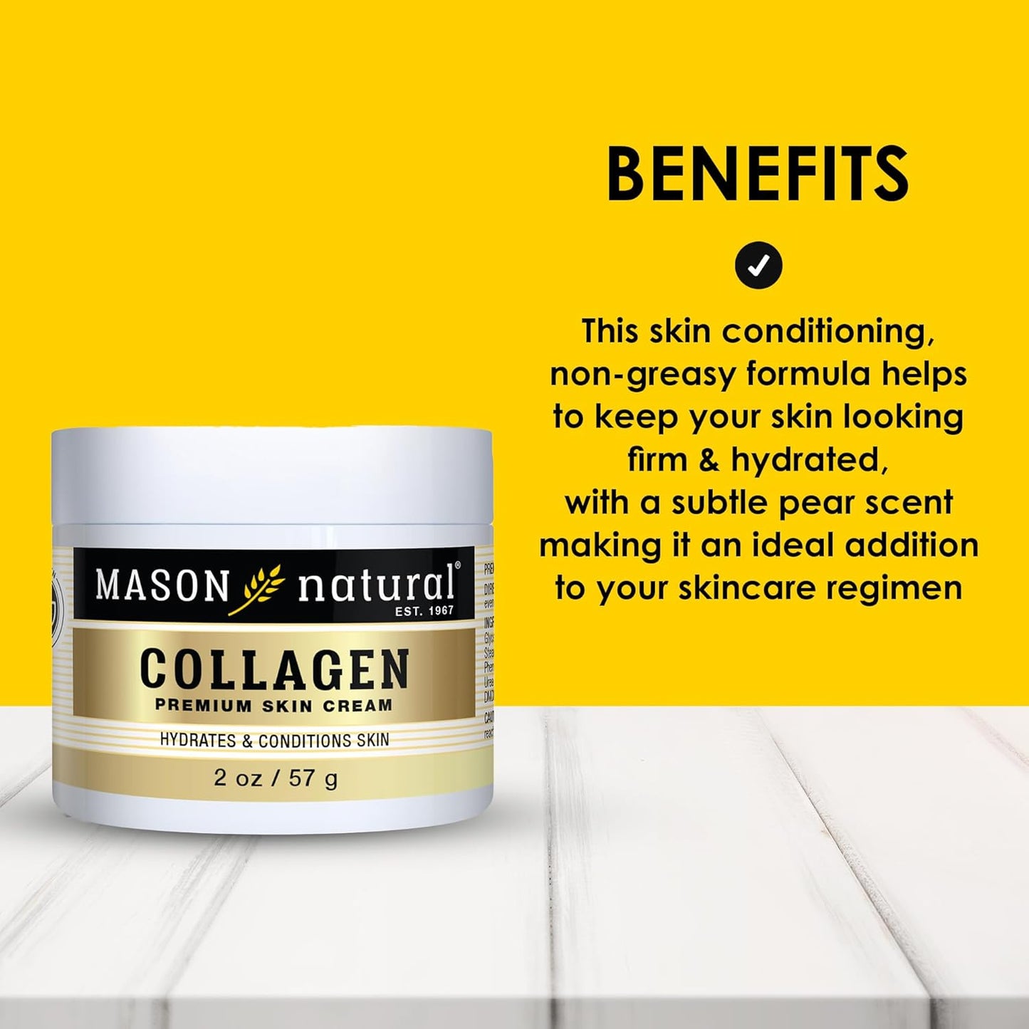 MASON NATURAL Collagen Premium Skin Cream - Anti Aging Face and Body Moisturizer, Intense Skin Hydration and Firmness, Pear Scent, Paraben Free, 2 OZ (4-Pack)