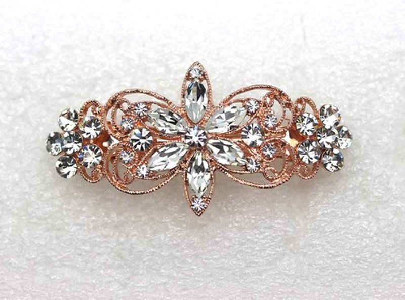 Faship Gorgeous Clear Rhinestone Crystal Flora Hair Barrette Clip